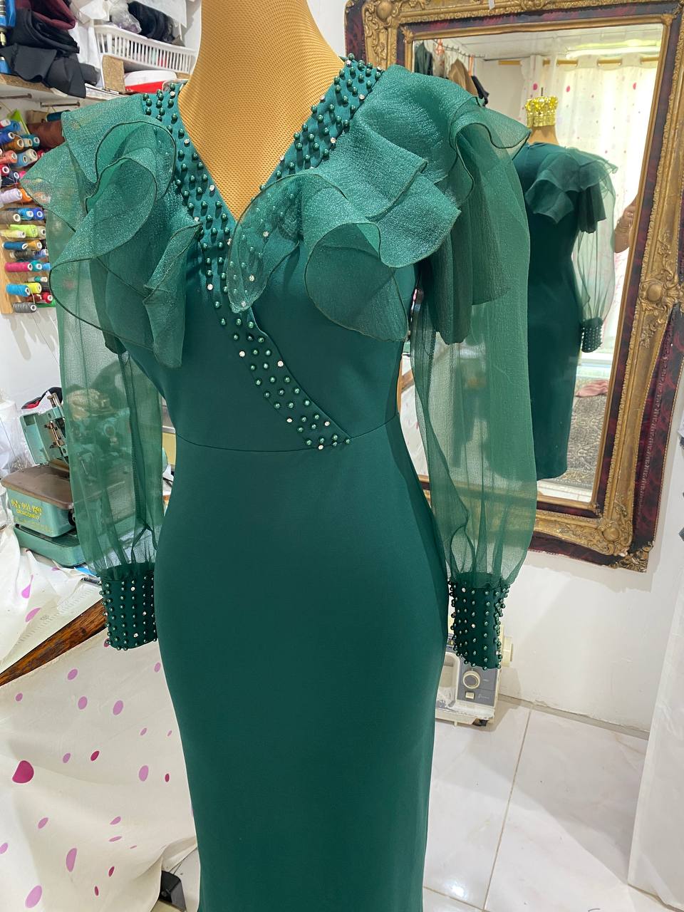 لباس شب زمردی